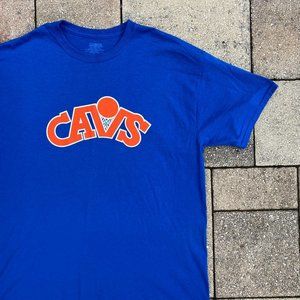 Cleveland Cavaliers CAVS Blue and Orange Basketball T Shirt 50/50 Size XL